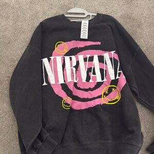 Urban Outfitters Nirvana Grey Oversized  Crew neck